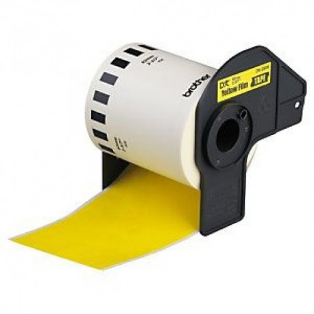 Brother DK44605 - Etiquetas Removibles Genericas - Ancho 62mm x 30,48 metros - Texto negro sobre fondo amarillo