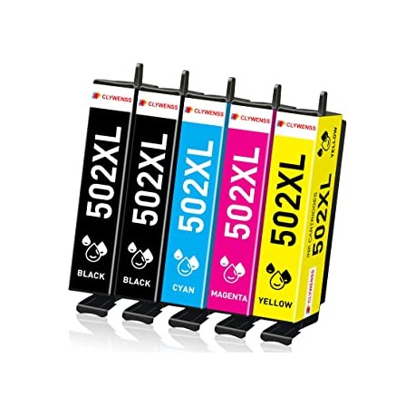 Epson 502XL Pack de 4 Cartuchos de Tinta Genéricas + 1 EXTRA NEGRO