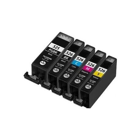 Pack Canon CLI526 4 colores + PGI525 Cartucho de Tinta Generico